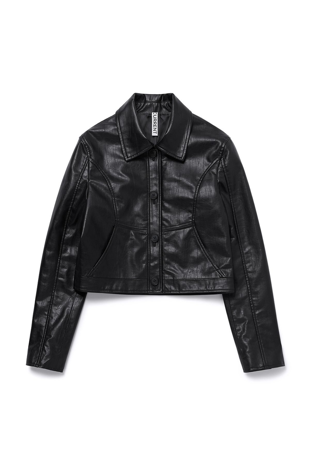 커렌트(CURRENT) CROP LEATHER JACKET [BLACK]