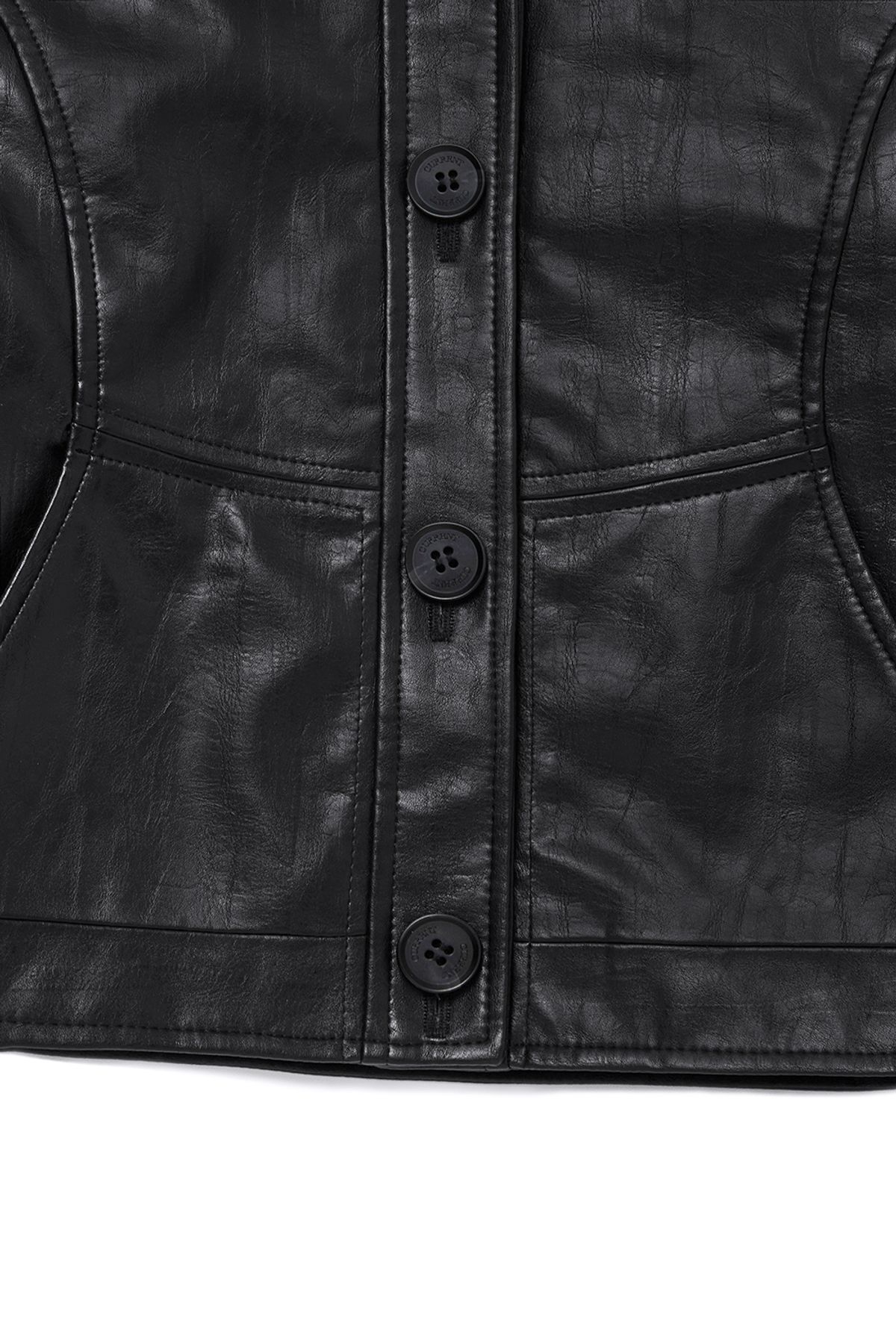 커렌트(CURRENT) CROP LEATHER JACKET [BLACK]
