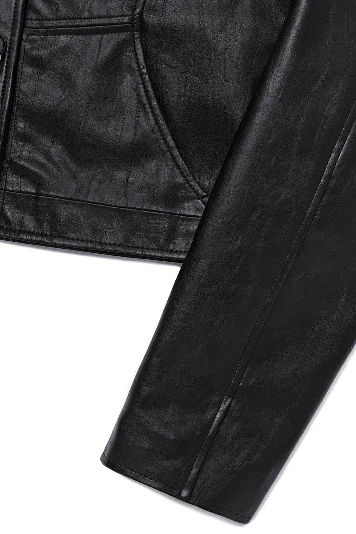 커렌트(CURRENT) CROP LEATHER JACKET [BLACK]