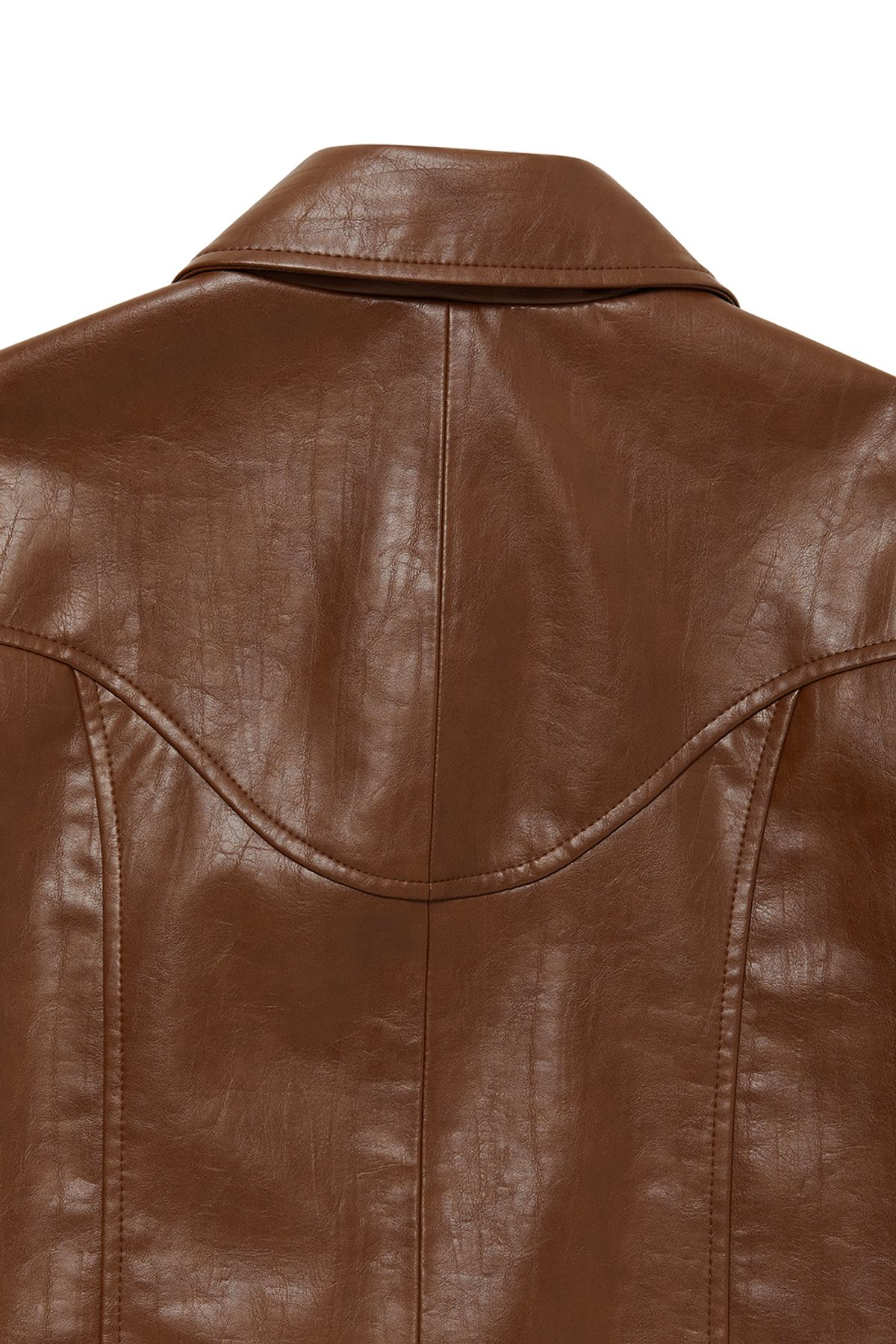 커렌트(CURRENT) CROP LEATHER JACKET [BROWN]