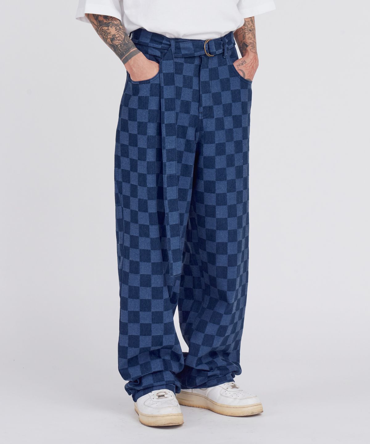 아조바이아조(AJOBYAJO) Checkerboard Denim Pants [BLUE]