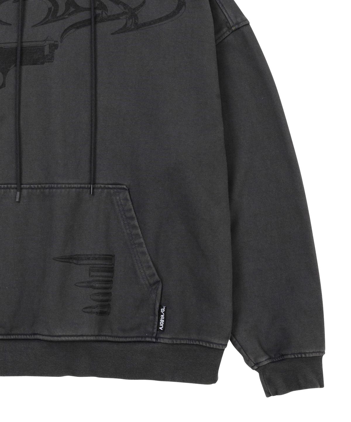 아조바이아조(AJOBYAJO) Gun Shot Washed Hoodie [CHARCOAL]