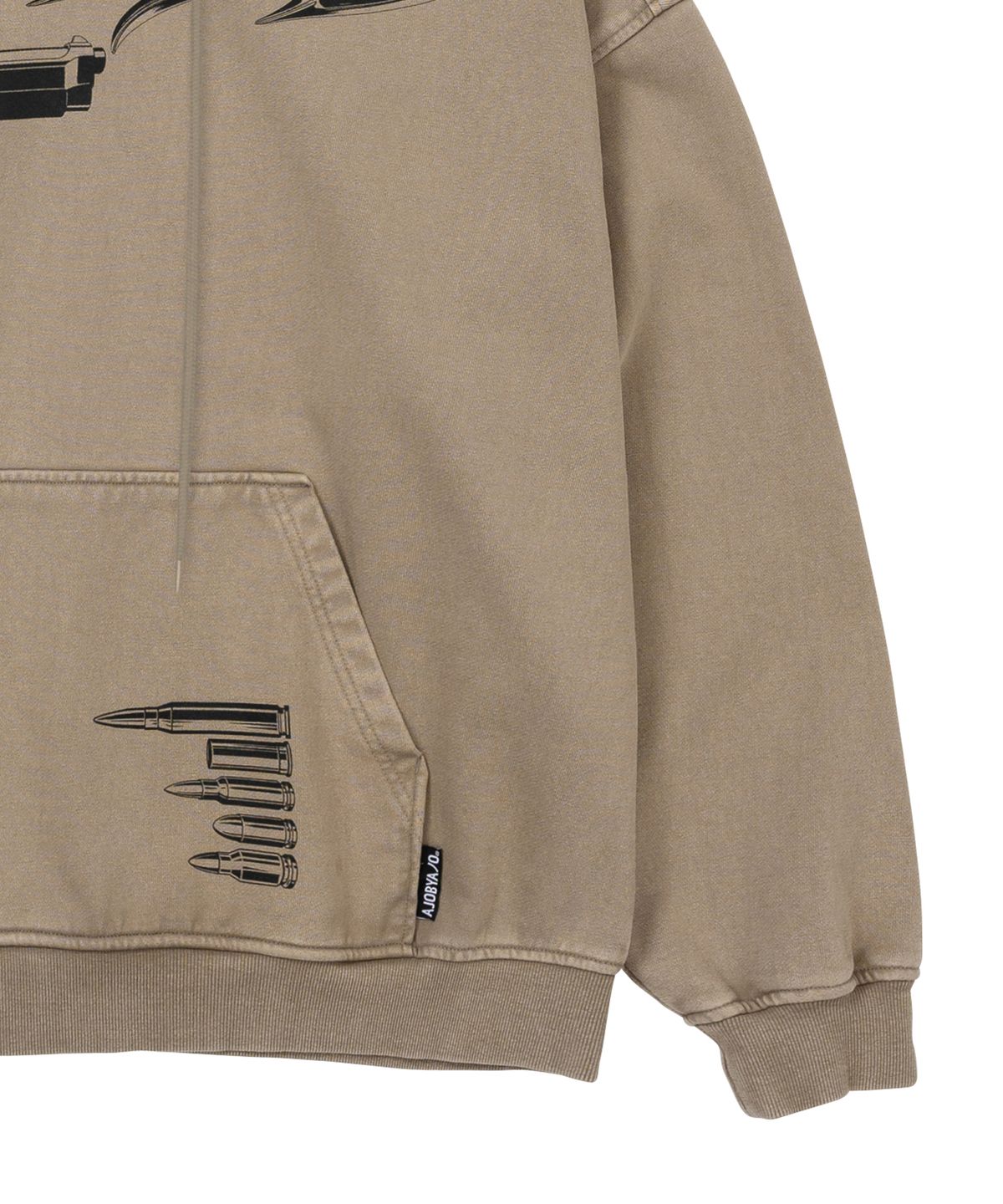 아조바이아조(AJOBYAJO) Gun Shot Washed Hoodie [BEIGE]