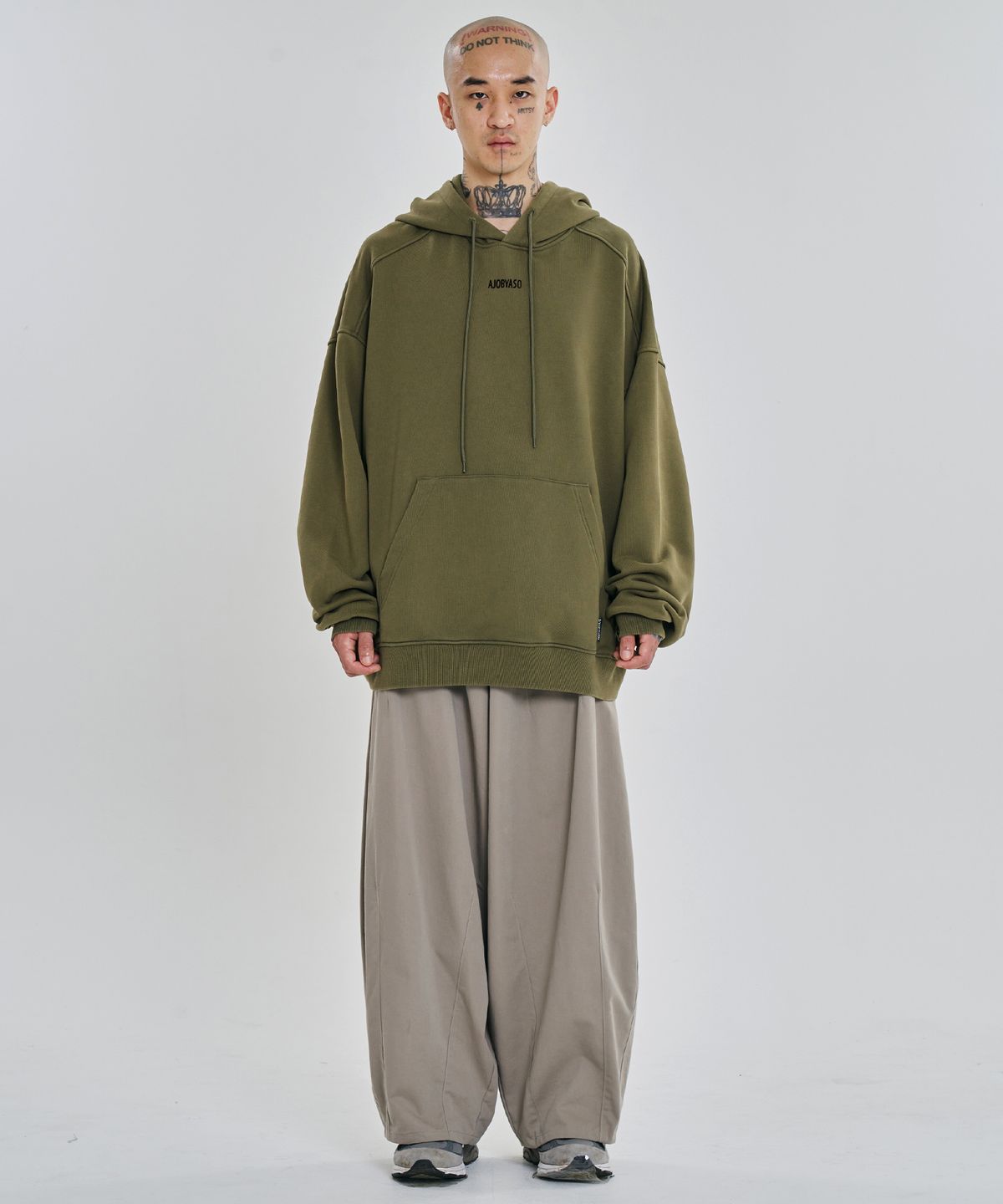 아조바이아조(AJOBYAJO) [PBA] Five AJO Logos Washed Hoodie [KHAKI]