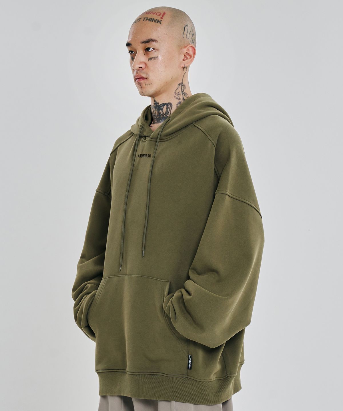 아조바이아조(AJOBYAJO) [PBA] Five AJO Logos Washed Hoodie [KHAKI]