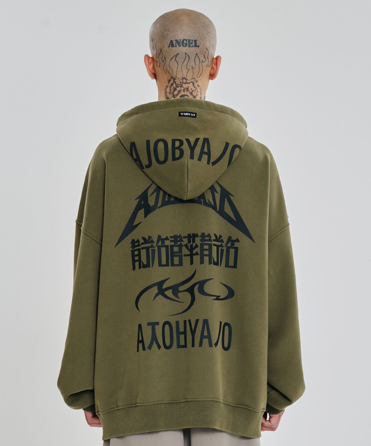 아조바이아조(AJOBYAJO) [PBA] Five AJO Logos Washed Hoodie [KHAKI]