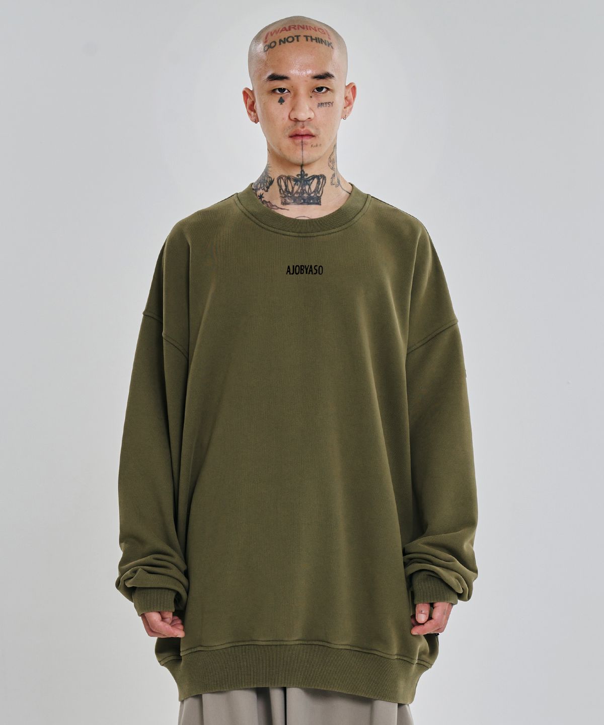 아조바이아조(AJOBYAJO) [PBA] Five AJO Logos Washed Sweatshirt [KHAKI]