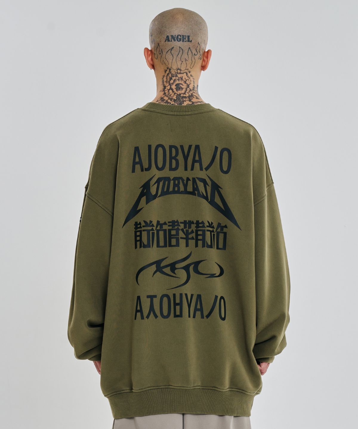 아조바이아조(AJOBYAJO) [PBA] Five AJO Logos Washed Sweatshirt [KHAKI]