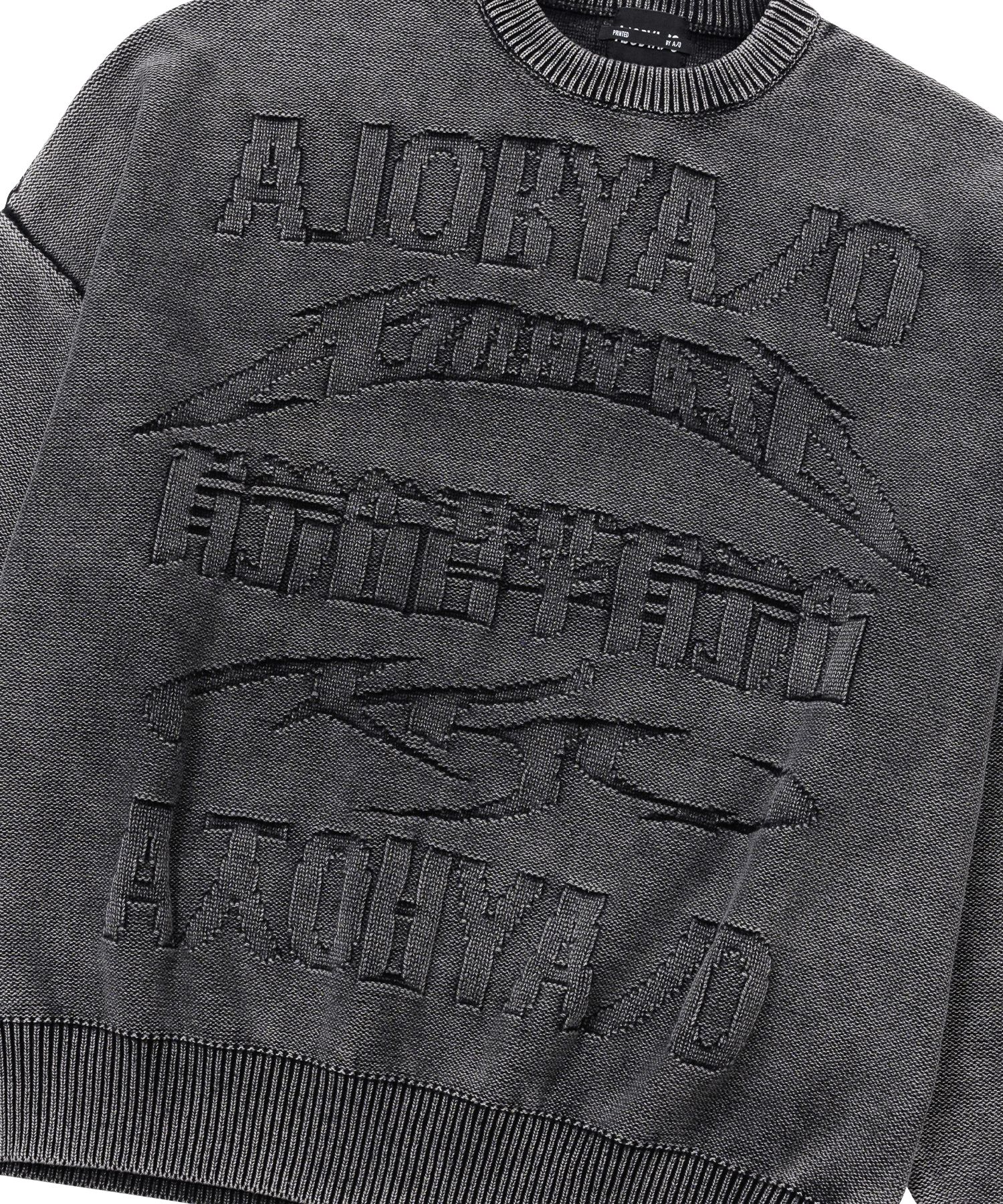 MUSINSA | AJOBYAJO [PBA] Five AJO Logos Washed Sweater [BLACK]