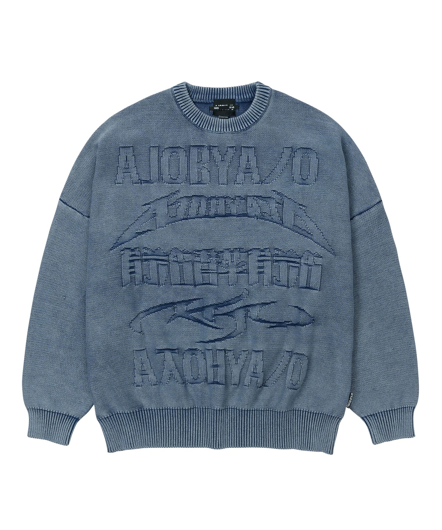 【AJO AJOBYAJO】23FW★ [PBA] Five AJO Logos Washed Sweat MUSINSA | AJOBYAJO [PBA] Five AJO Logos Washed Sweater [NAVY]