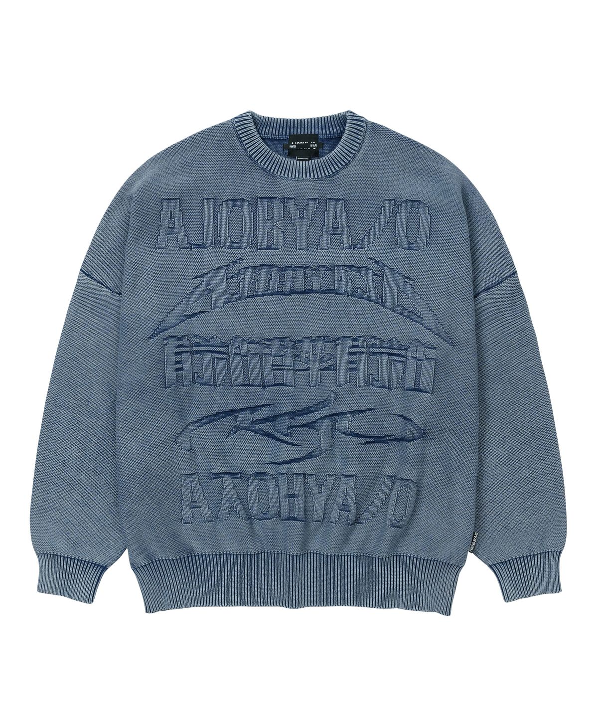 아조바이아조(AJOBYAJO) [PBA] Five AJO Logos Washed Sweater [NAVY]