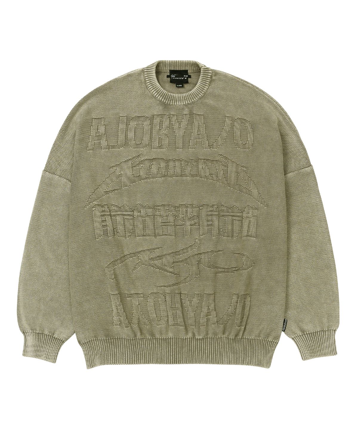 아조바이아조(AJOBYAJO) [PBA] Five AJO Logos Washed Sweater [KHAKI]