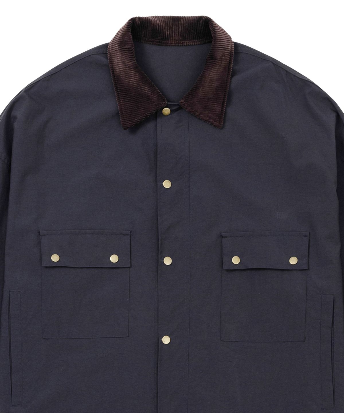 아조바이아조(AJOBYAJO) Oversized Wax Shirt Jacket [NAVY]