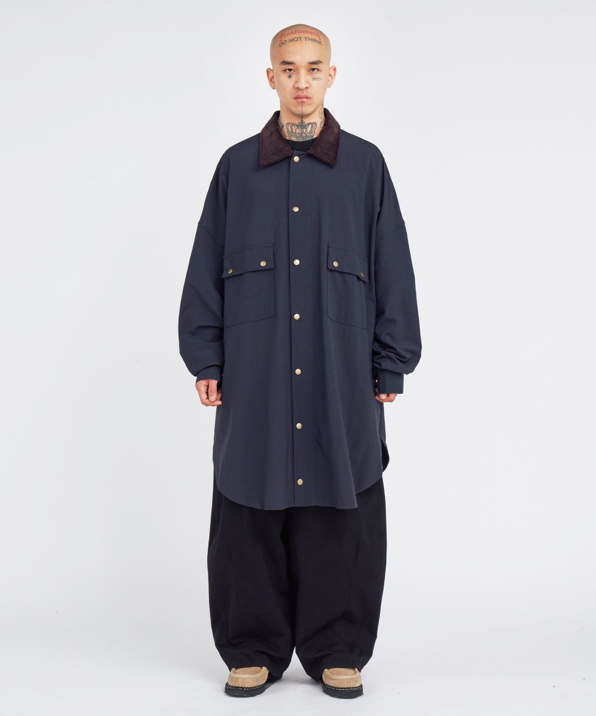 아조바이아조(AJOBYAJO) Oversized Wax Shirt Jacket [NAVY]