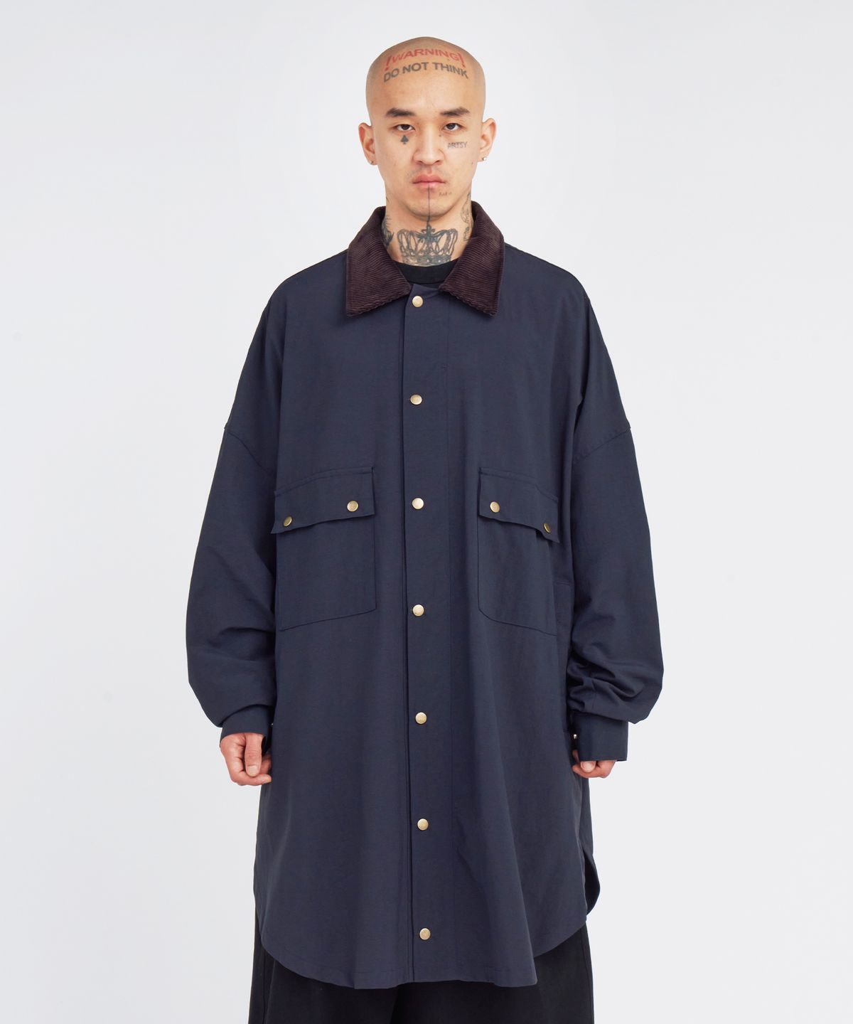 아조바이아조(AJOBYAJO) Oversized Wax Shirt Jacket [NAVY]