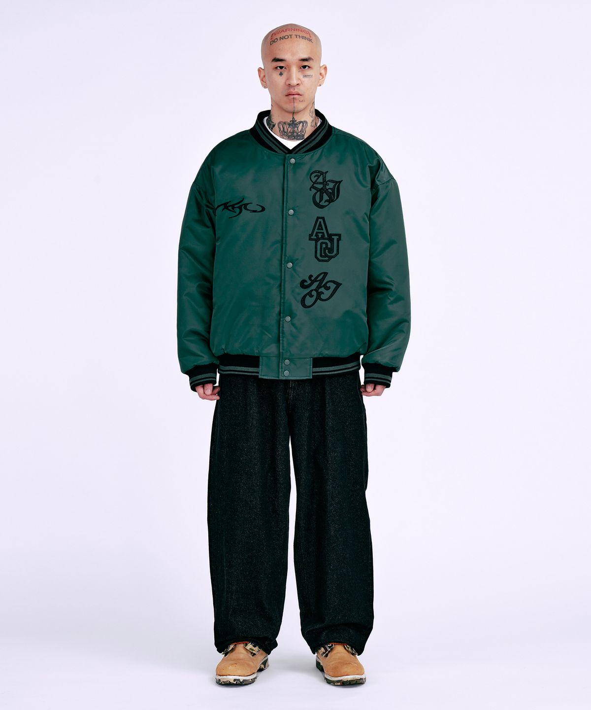 아조바이아조(AJOBYAJO) Nylon Baseball Jacket [GREEN]