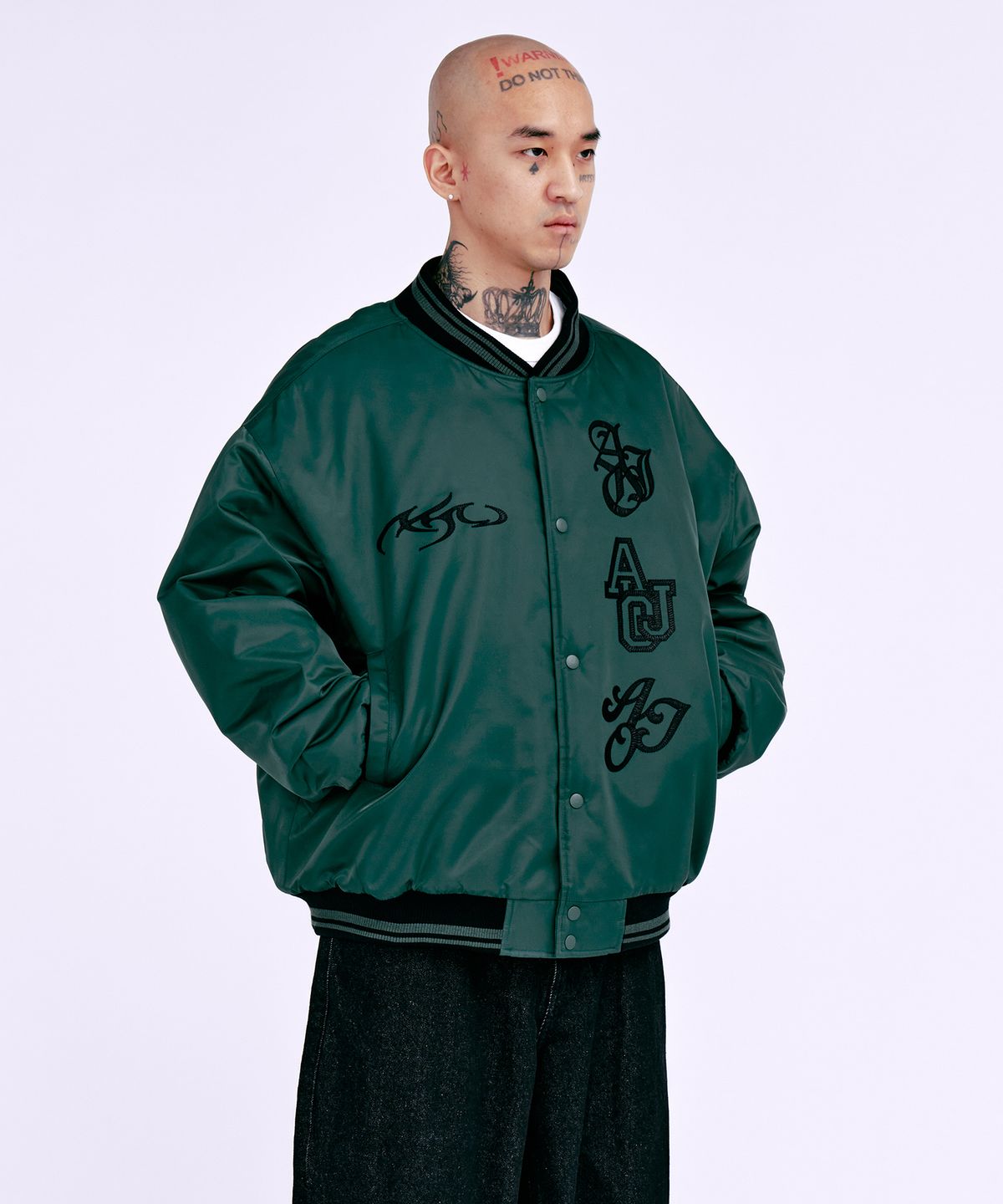 아조바이아조(AJOBYAJO) Nylon Baseball Jacket [GREEN]