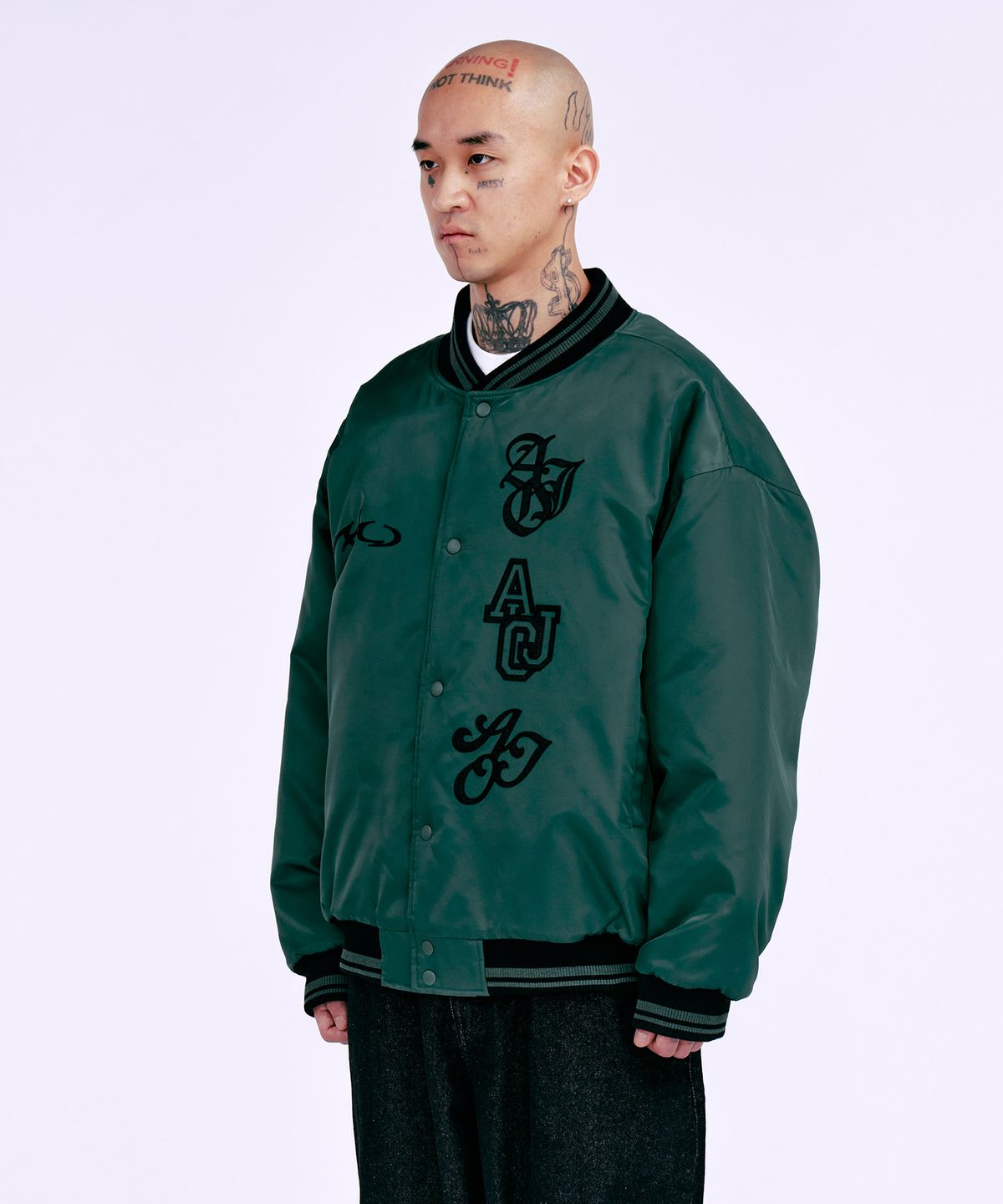 아조바이아조(AJOBYAJO) Nylon Baseball Jacket [GREEN]