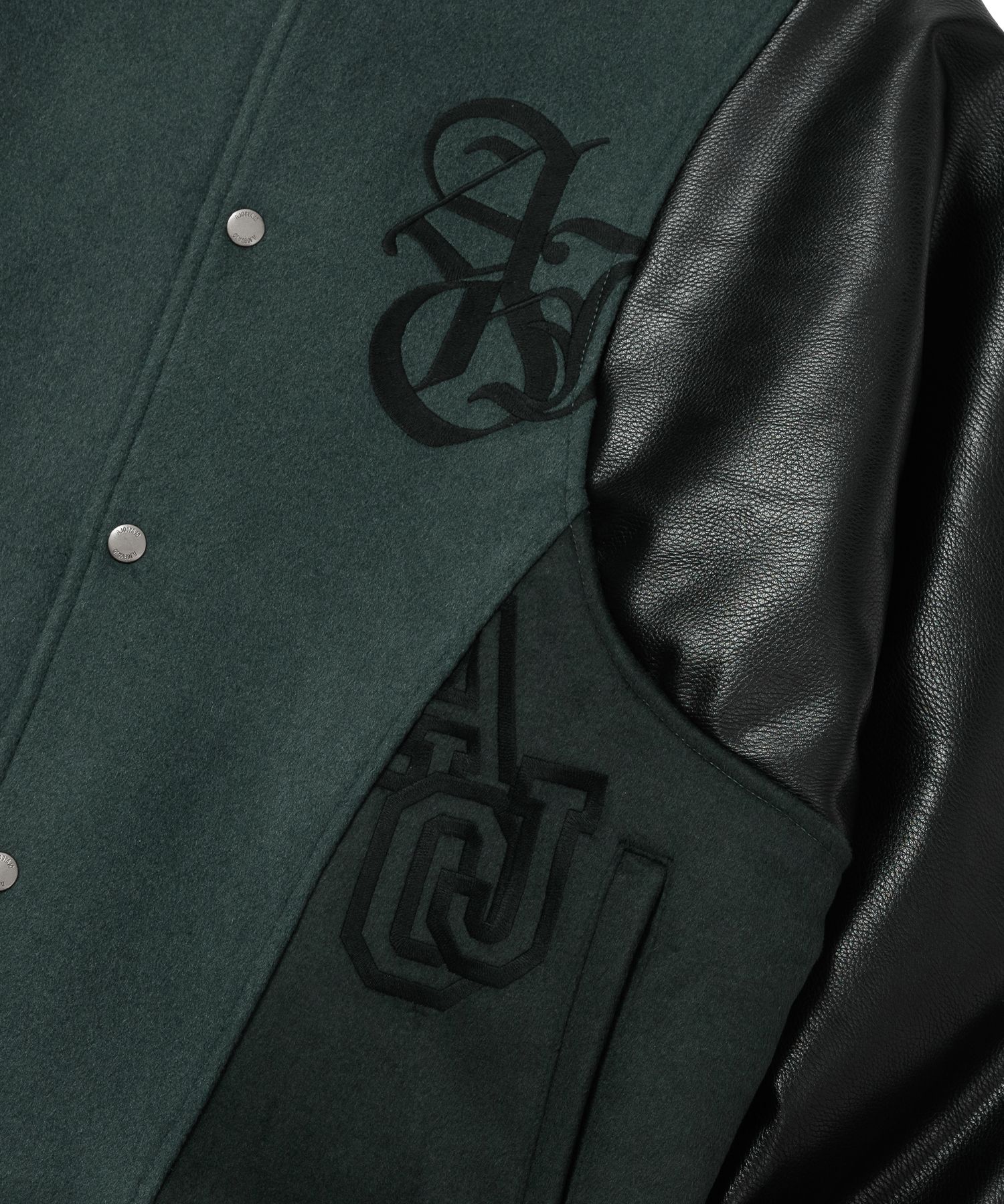 MUSINSA | AJOBYAJO Wool Mixed Varsity Stadium Jacket [GREEN]
