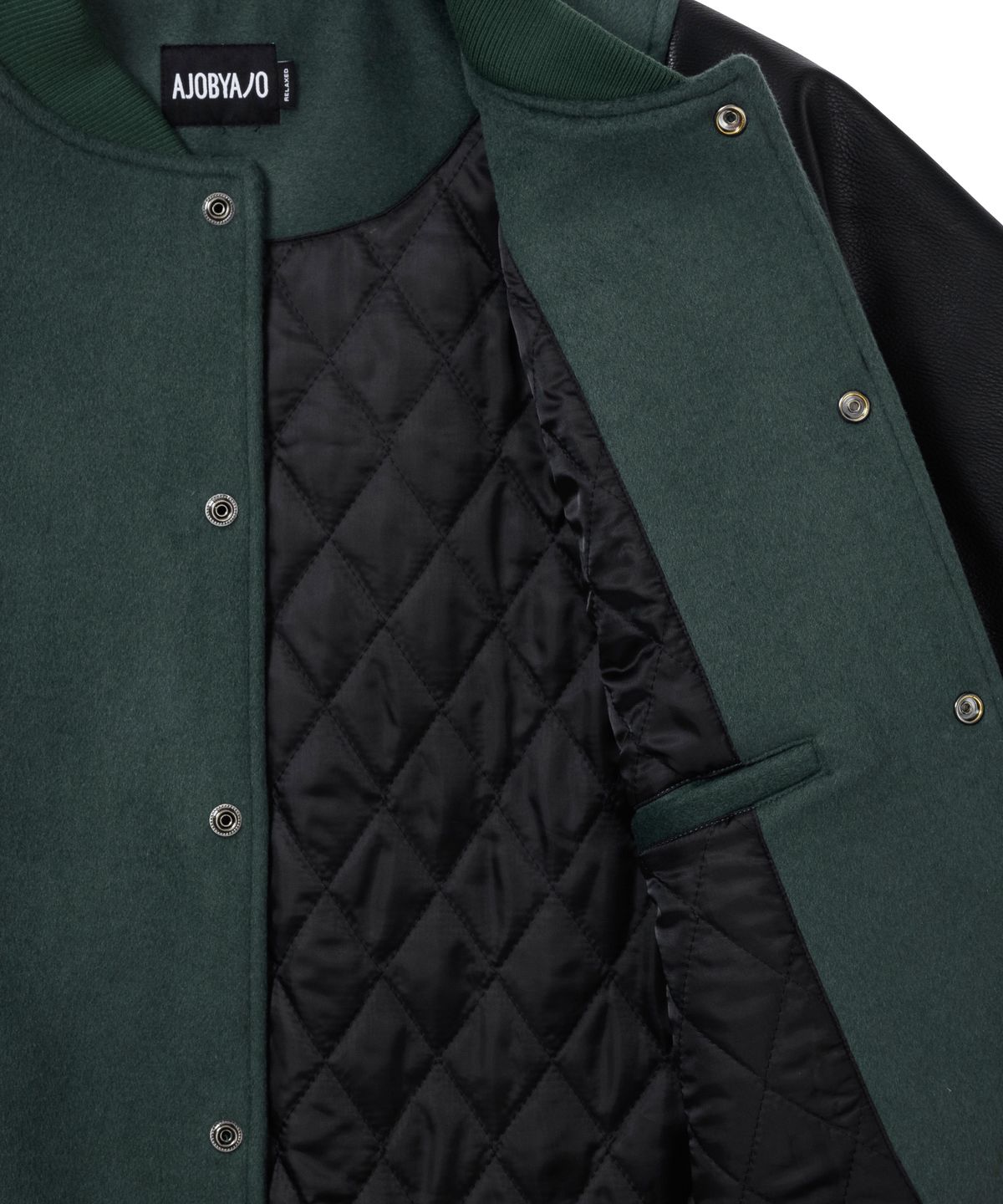 아조바이아조(AJOBYAJO) Wool Mixed Varsity Stadium Jacket [GREEN]