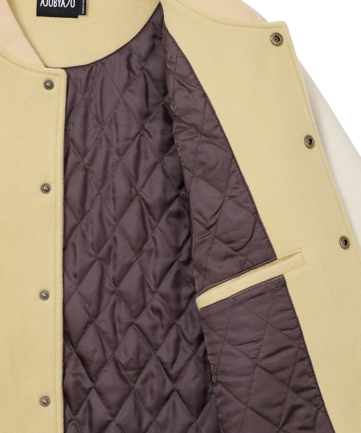 아조바이아조(AJOBYAJO) Wool Mixed Varsity Stadium Jacket [BEIGE]