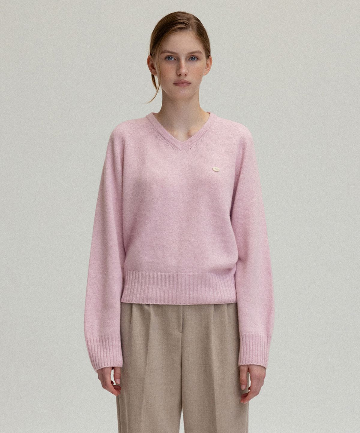 앤니즈(ANDNEEDS) Powder v-neck knit (pink)