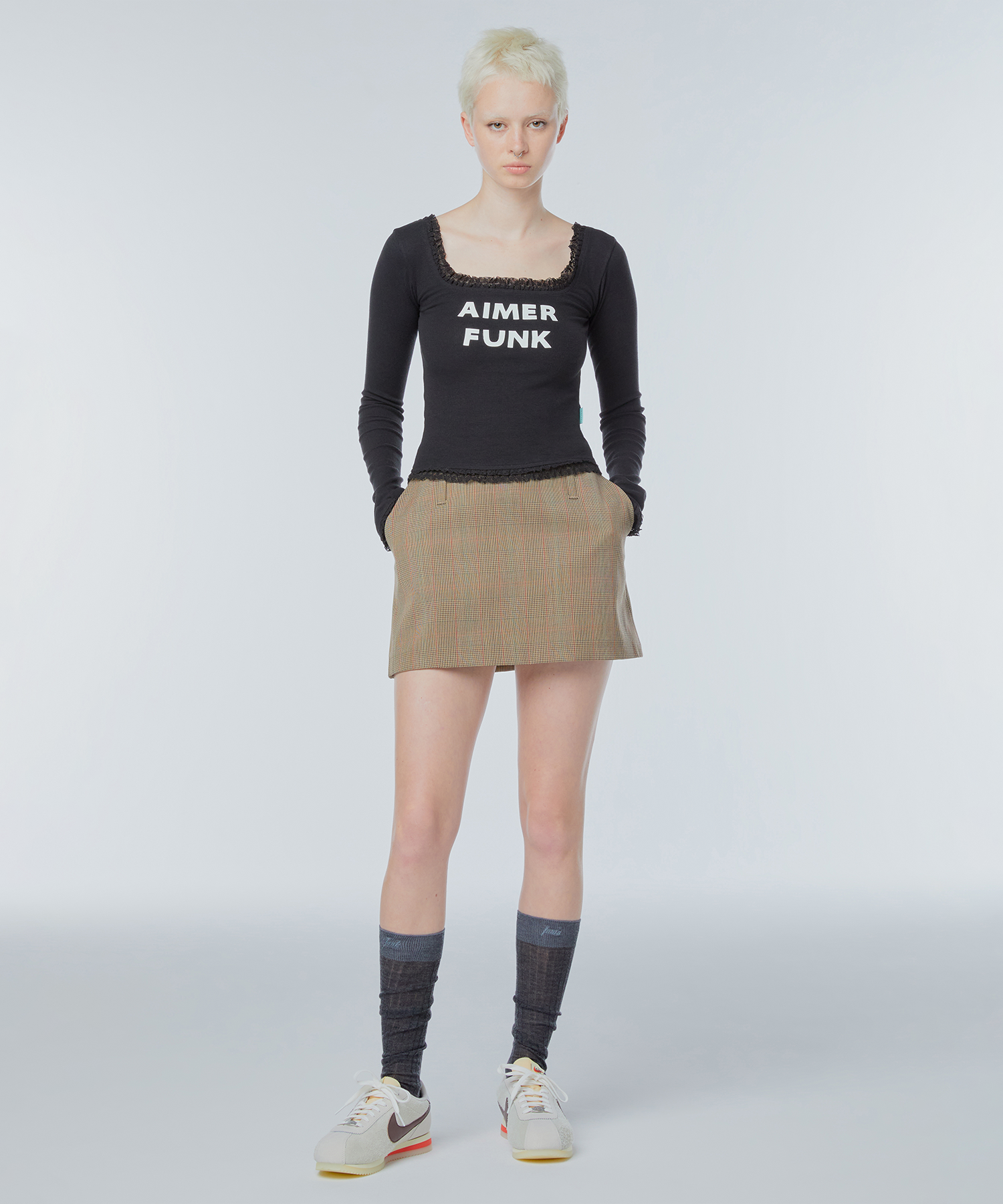 ★ MARRON EDITION★  24 Fall_ Creamy Wool Ribbon Mini Skirt MUSINSA | MARRON EDITION 24 Fall_ Custard Melange Alpaca
