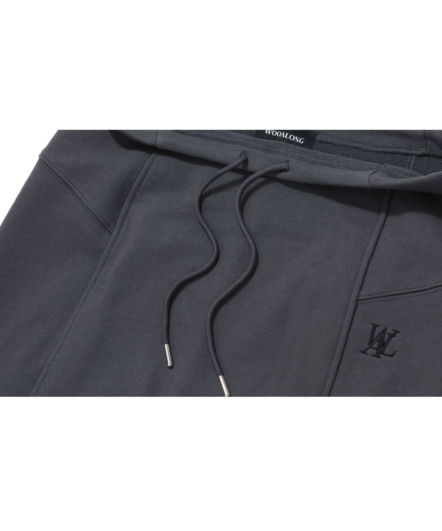 MUSINSA公式 | WOOALONG Signature slim long skirt - CHARCOAL GRAY