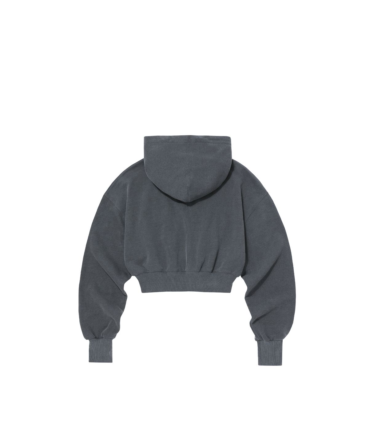 우알롱(WOOALONG) Signature pigment crop hood zip-up - CHARCOAL GREY