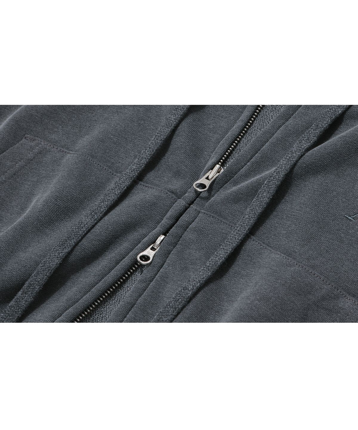 우알롱(WOOALONG) Signature pigment crop hood zip-up - CHARCOAL GREY