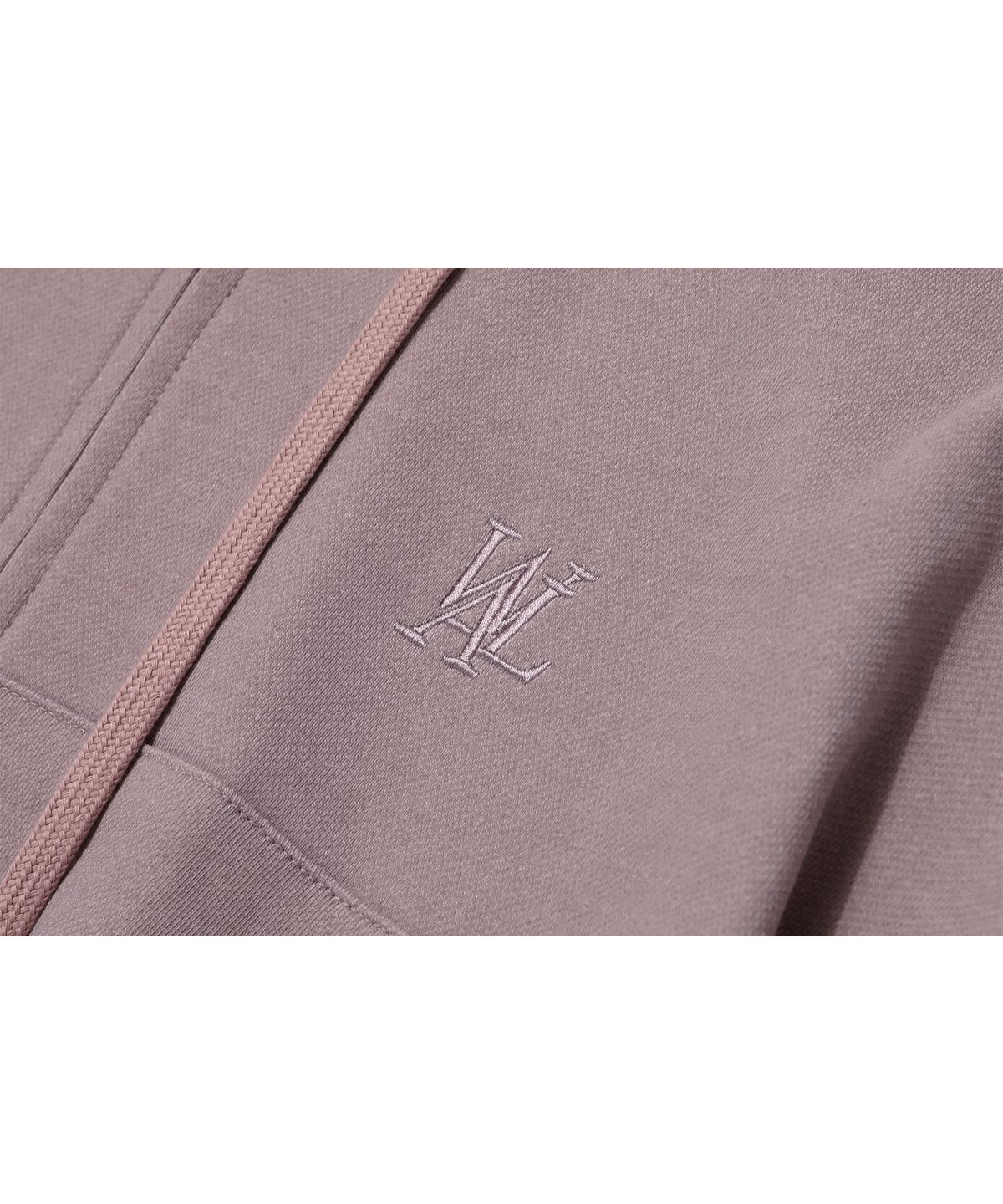 우알롱(WOOALONG) Signature pigment crop hood zip-up - DUSTY PINK