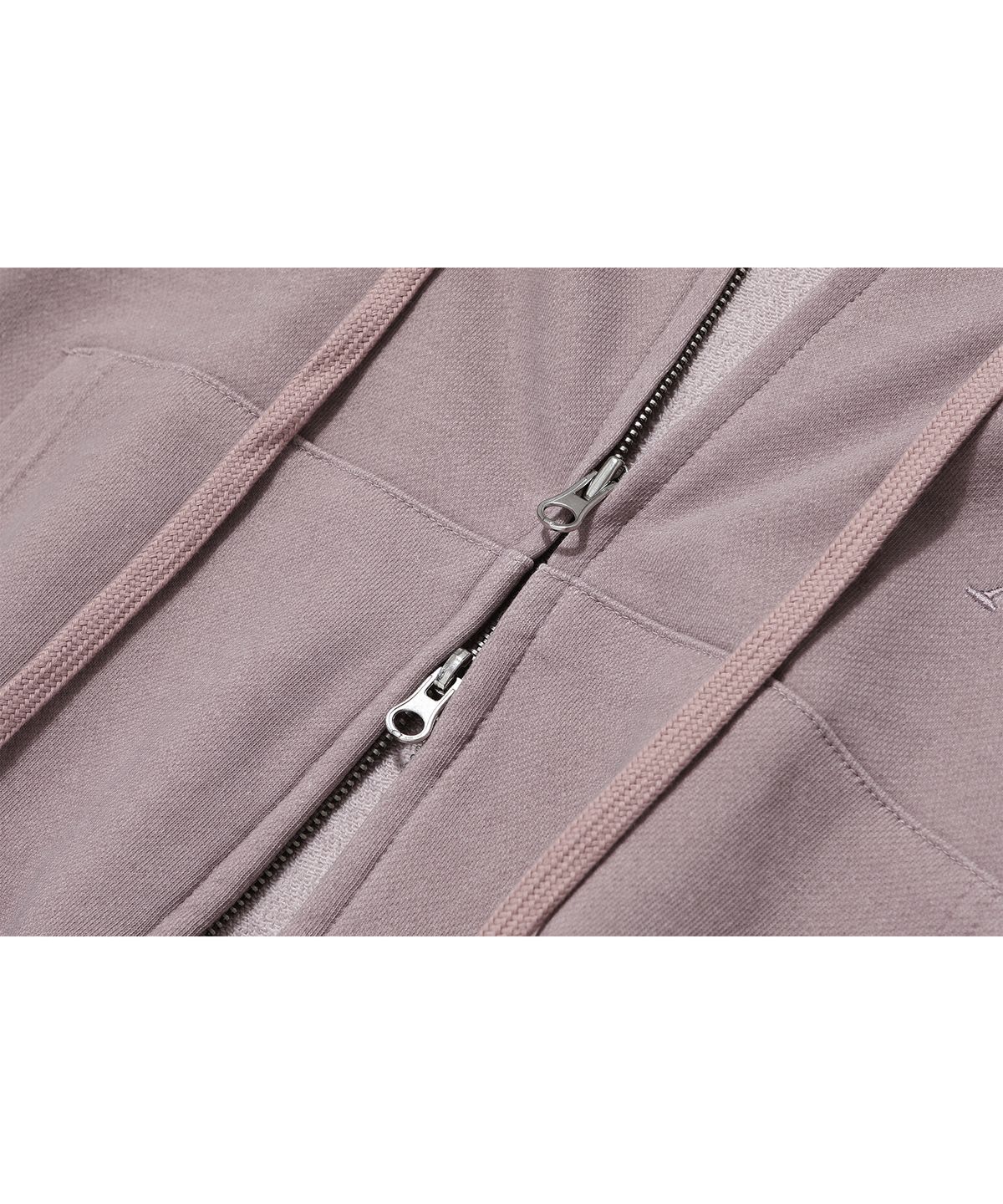 우알롱(WOOALONG) Signature pigment crop hood zip-up - DUSTY PINK