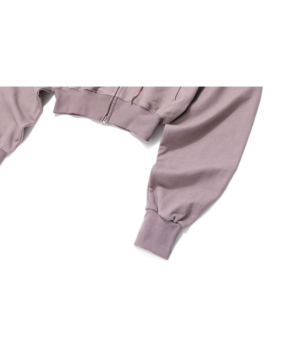 우알롱(WOOALONG) Signature pigment crop hood zip-up - DUSTY PINK