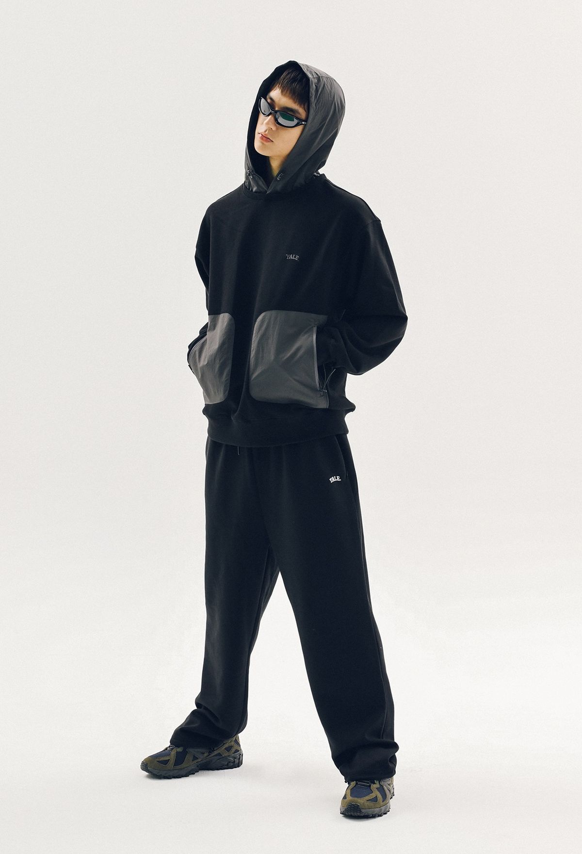 예일(YALE) [ONEMILE WEAR] 페브릭 믹스 스포티 후드 네이비