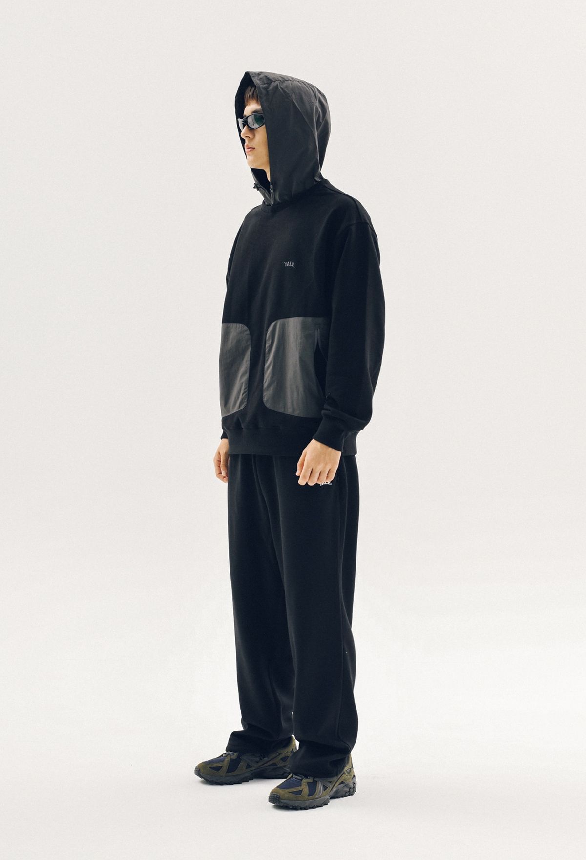 예일(YALE) [ONEMILE WEAR] 페브릭 믹스 스포티 후드 네이비