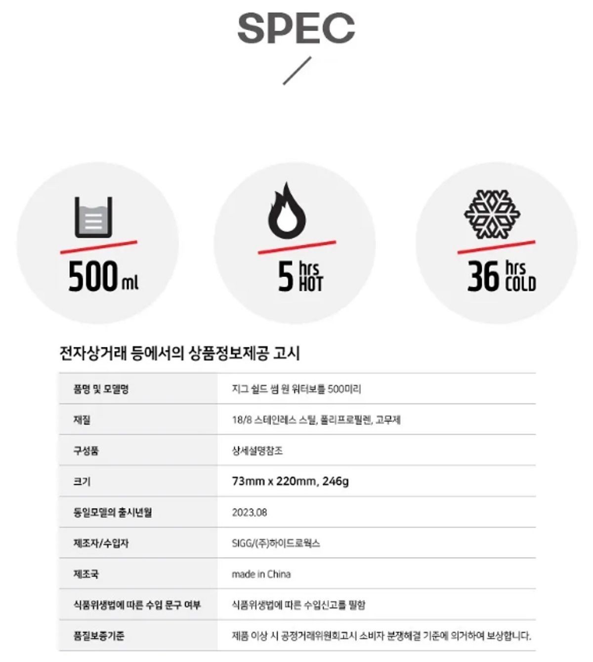 지그(SIGG) 쉴드 썸 원 워터 보틀 500ml