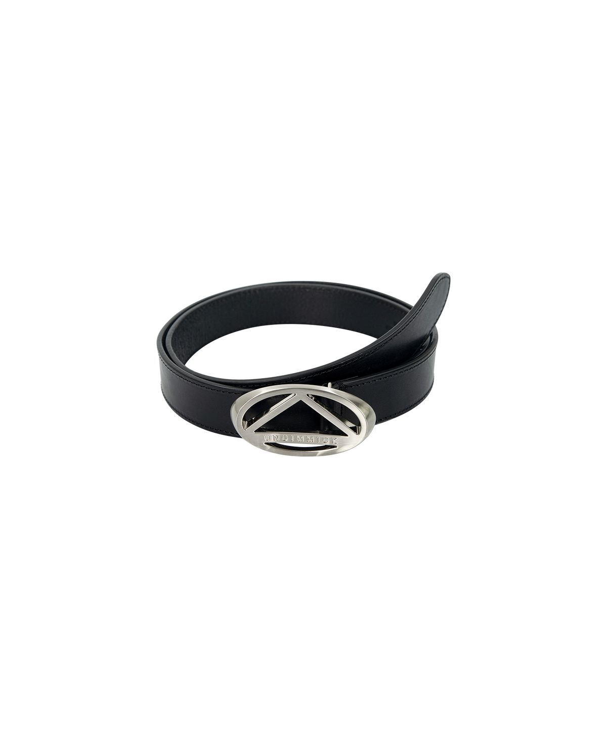언지미크(UNGIMMICK) SIGNATURE LOGO BUCKLE LEATHER BELT (BLACK)