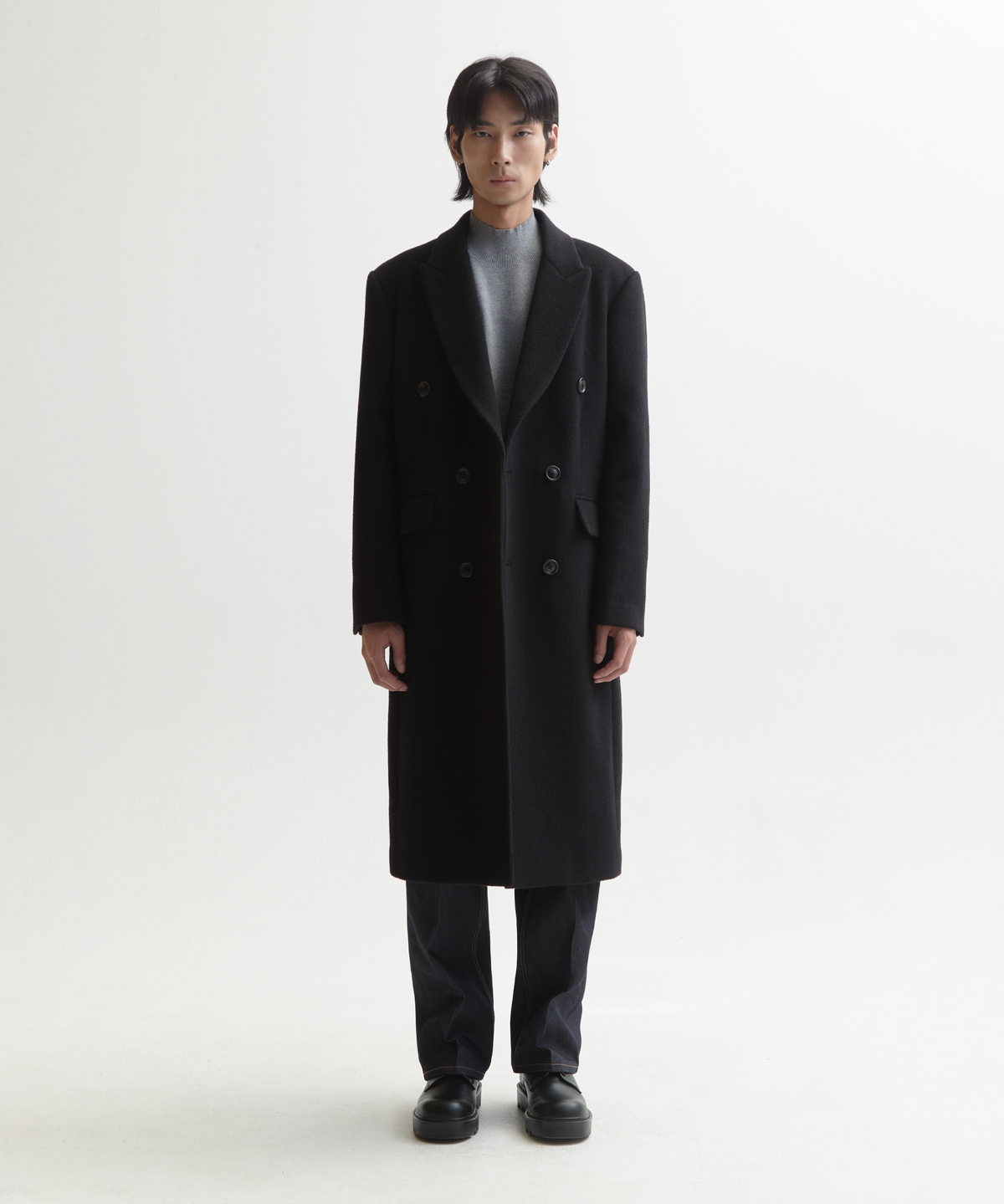넌블랭크(NONBLANK) 모크넥 니트_MEDIUM GREY
