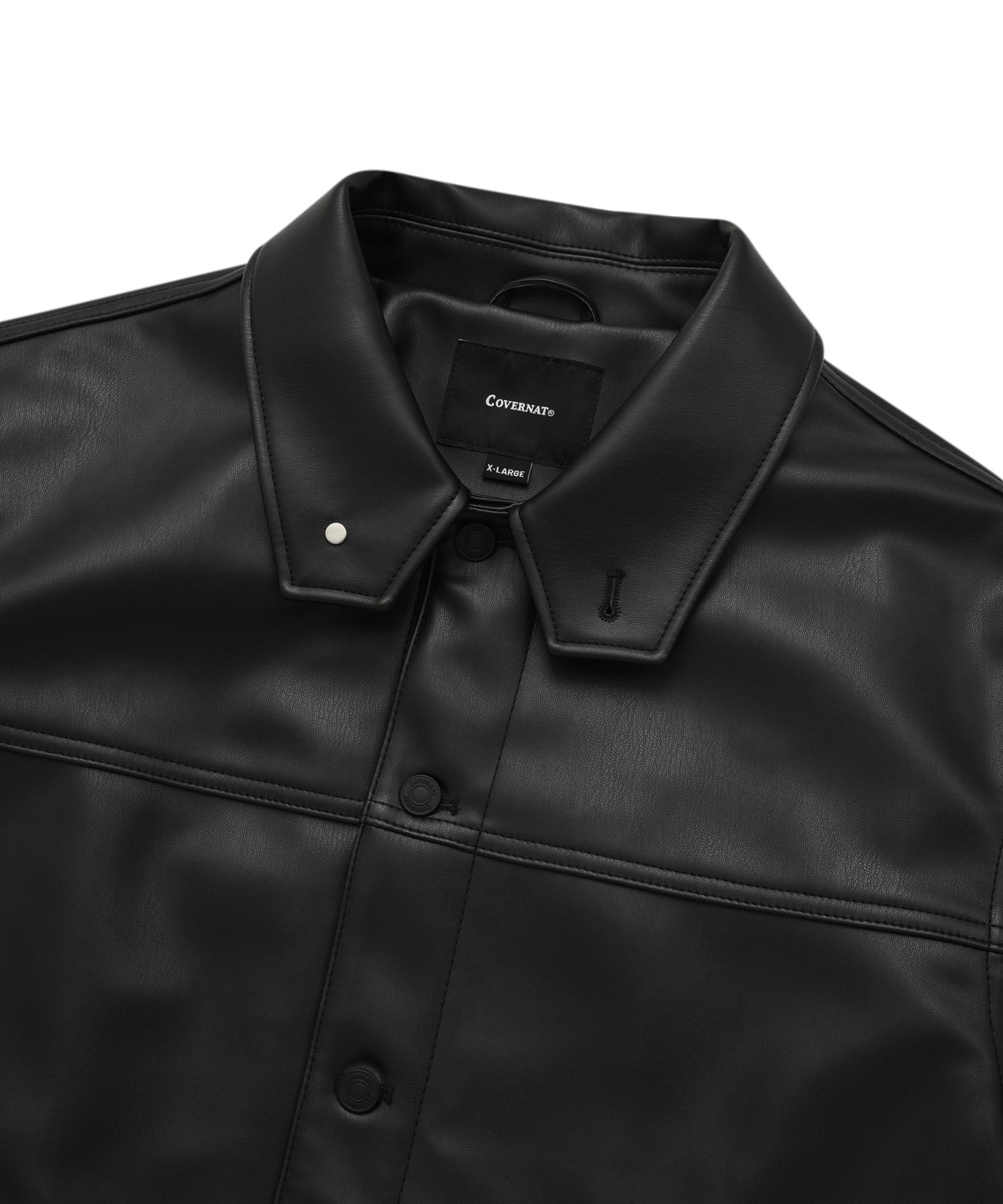 [COVERNAT]★LEATHER TRUCKER JACKET MUSINSA | COVERNAT Vegan Leather Trucker Jacket Black