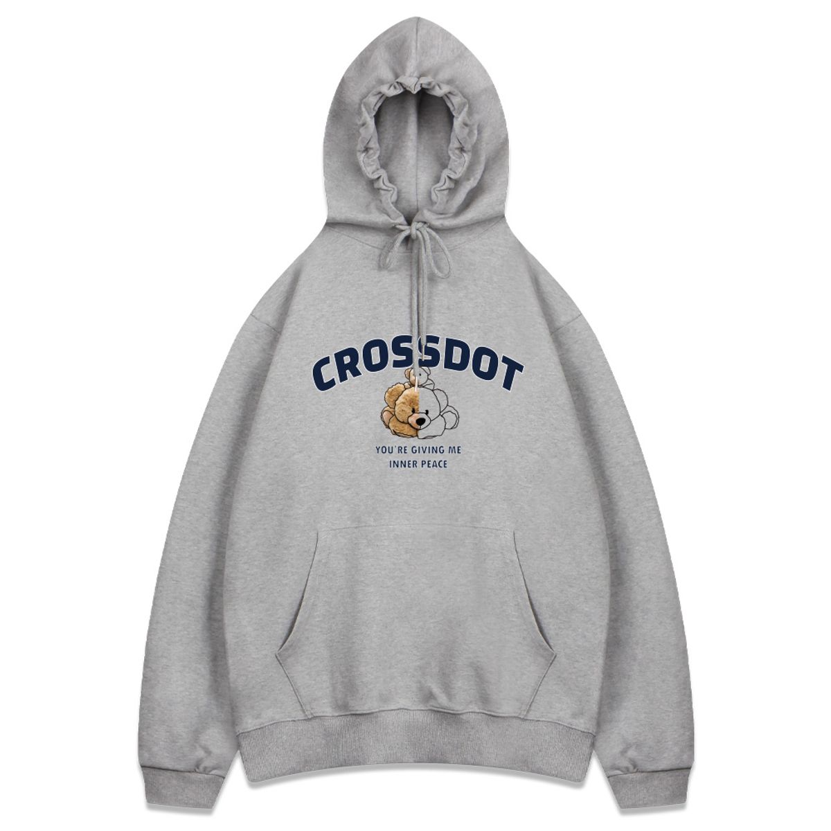 크로스닷(CROSSDOT) 아치하프베어 오버핏 후드티셔츠 5 Color [CID_0034]
