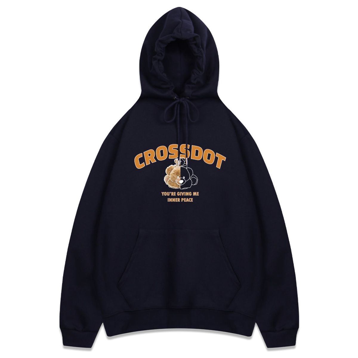 크로스닷(CROSSDOT) 아치하프베어 오버핏 후드티셔츠 5 Color [CID_0034]