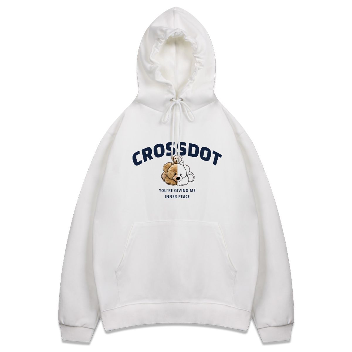 크로스닷(CROSSDOT) 아치하프베어 오버핏 후드티셔츠 5 Color [CID_0034]