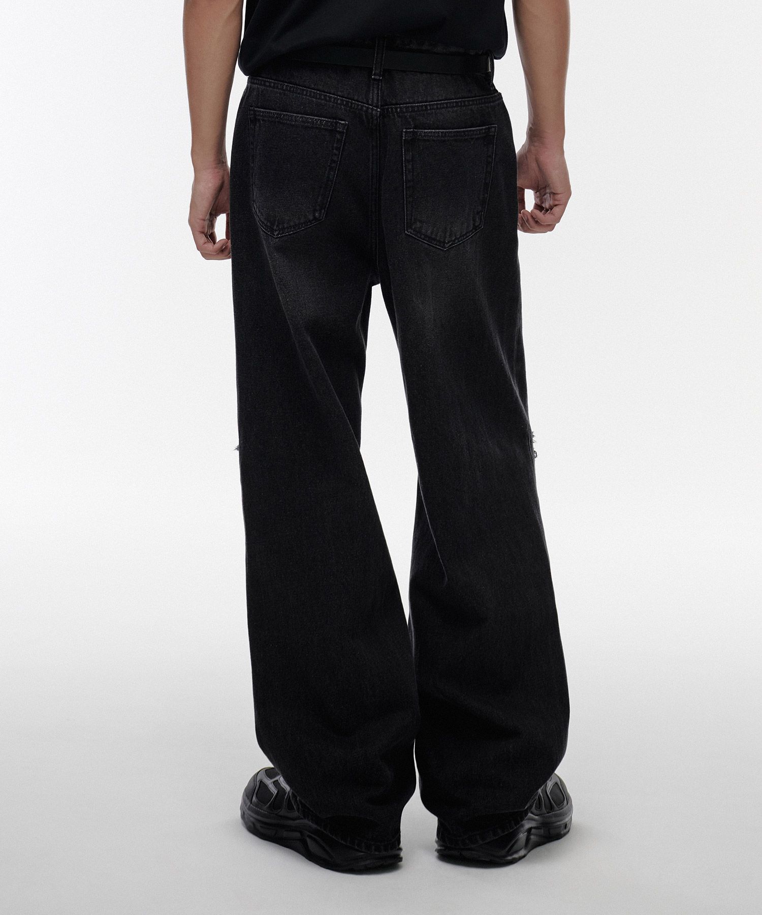 ★MUSINSA STANDARD★ Destroyed Knee Wide Denim Pants Dark Bl MUSINSA | MUSINSA STANDARD Destroyed Knee Wide Denim Pants