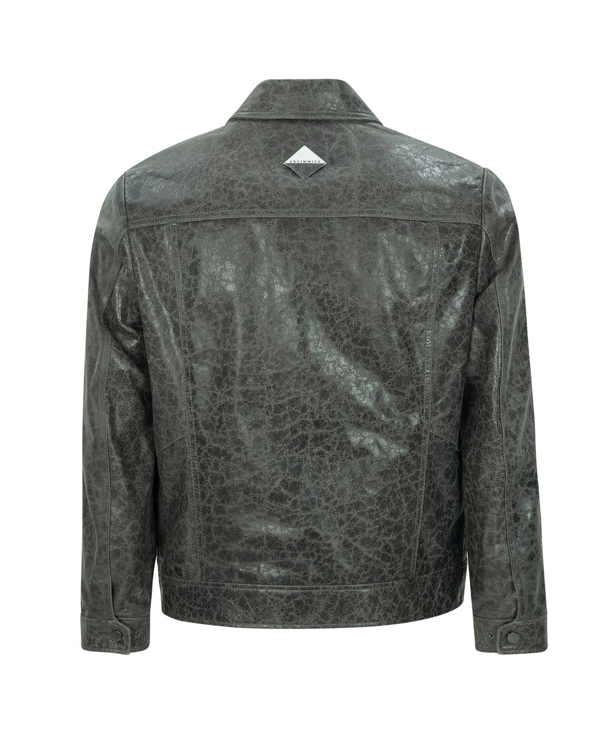 언지미크(UNGIMMICK) CRACKED LEATHER TRUCKER JACKET (GRAY / LAMBSKIN)