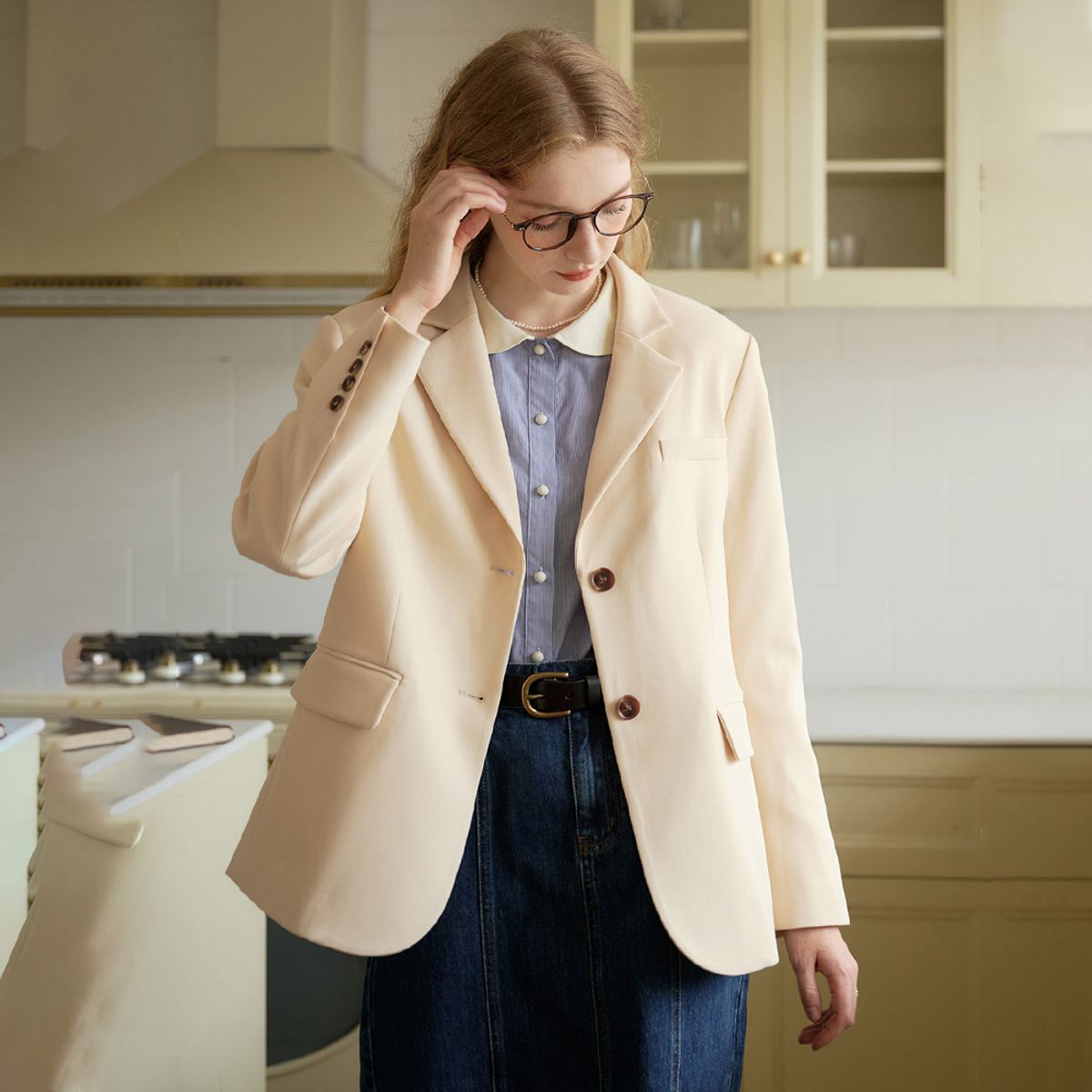 심플레트로(SIMPLE RETRO) SR_Araya classic lapel slit jacket