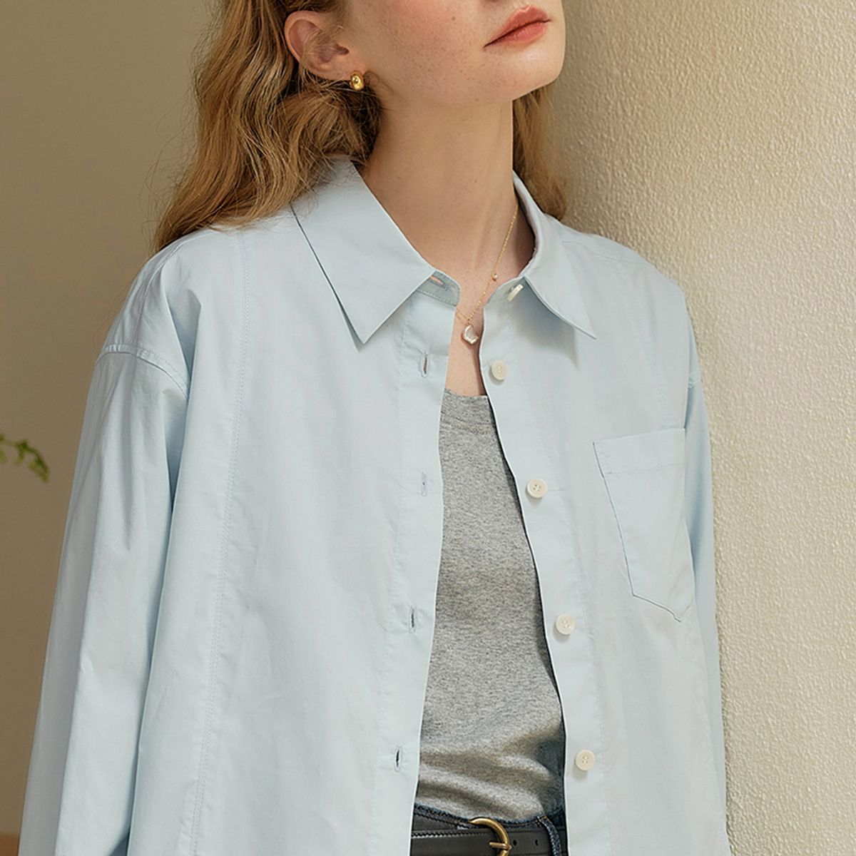 심플레트로(SIMPLE RETRO) SR_Classic cotton shirt_LIGHT BLUE