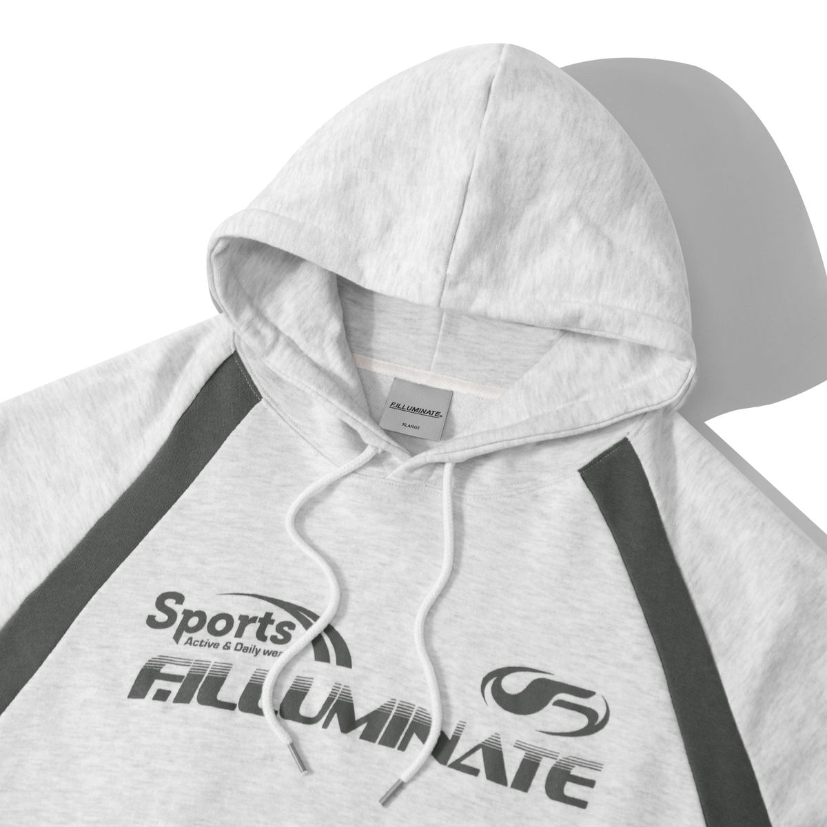 필루미네이트(FILLUMINATE) 오버핏 스포티 로고 후디-라이트그레이