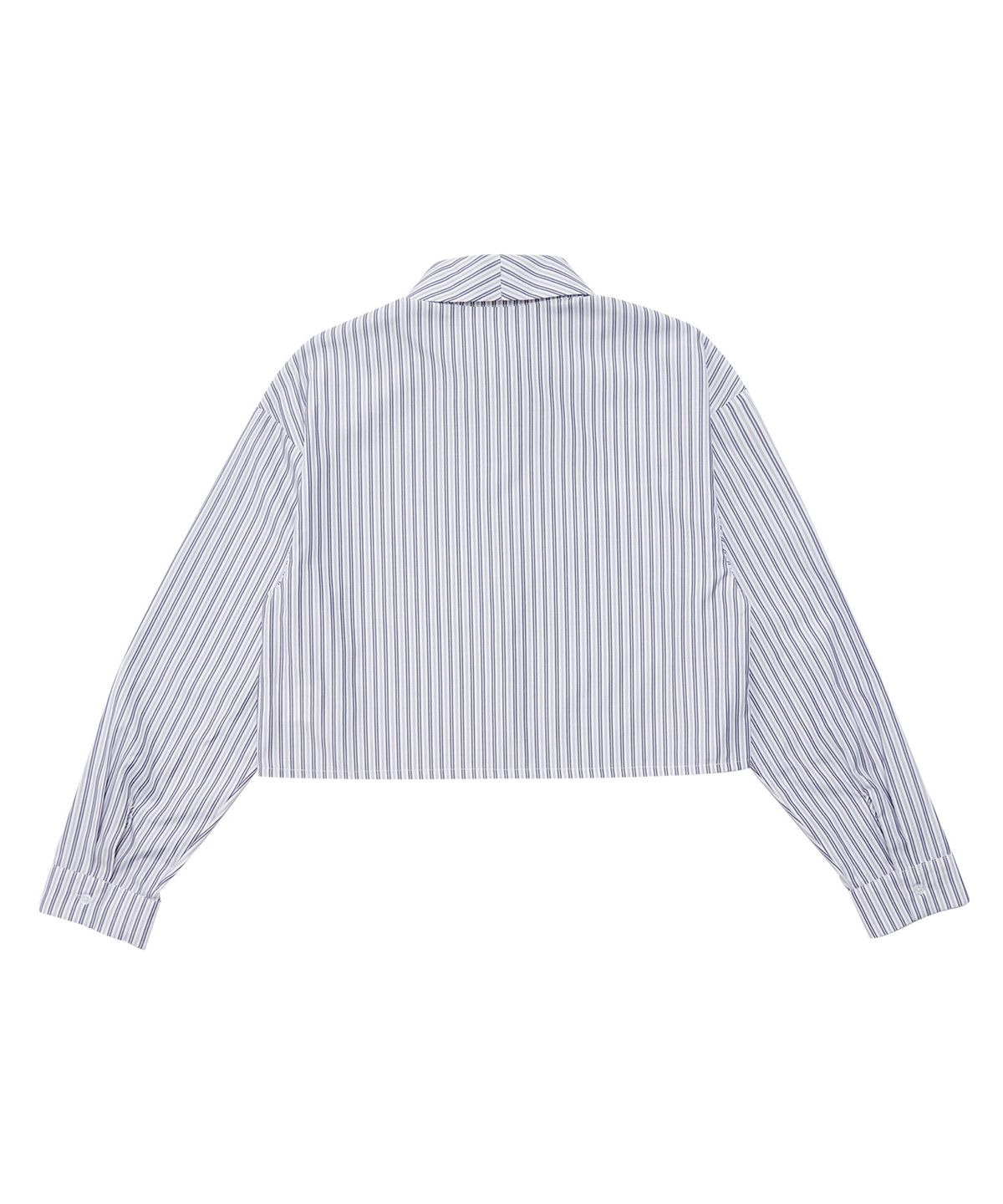 델리센트(DELICCENT) 로고 스트라이프 크롭 셔츠 [BLUE]
