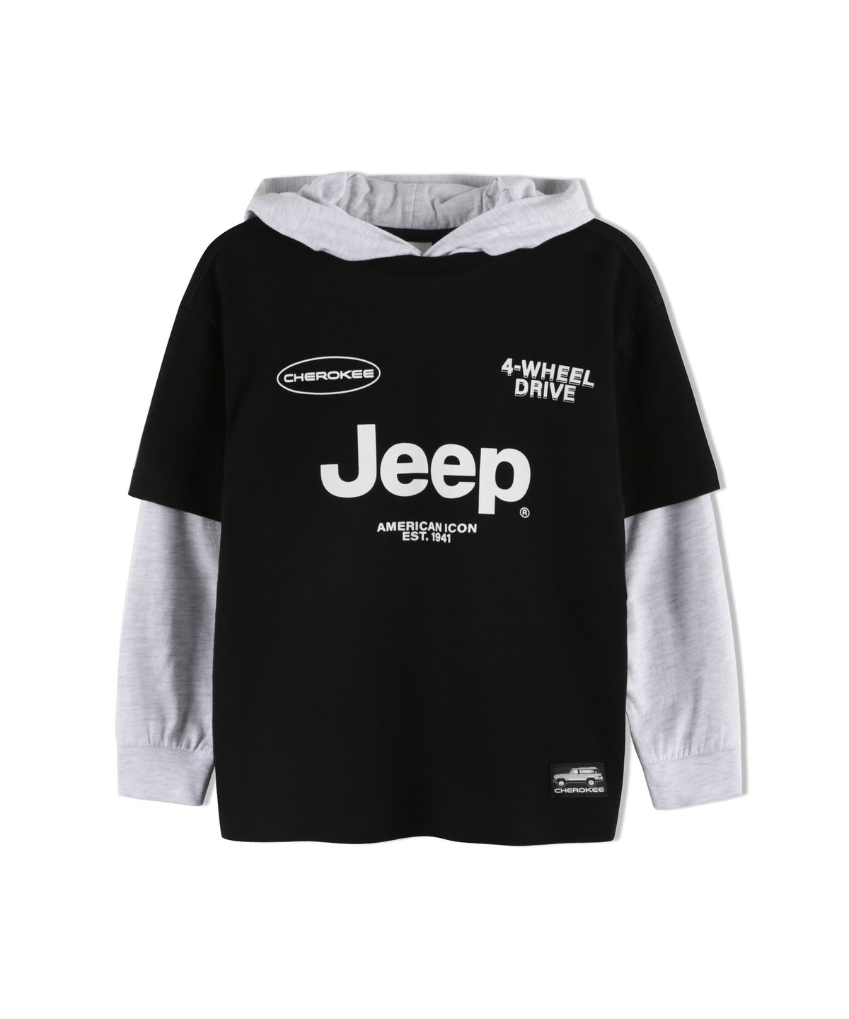 지프키즈(JEEPKIDS) 체로키  레이어드 후드티 (KP5THU192BK)