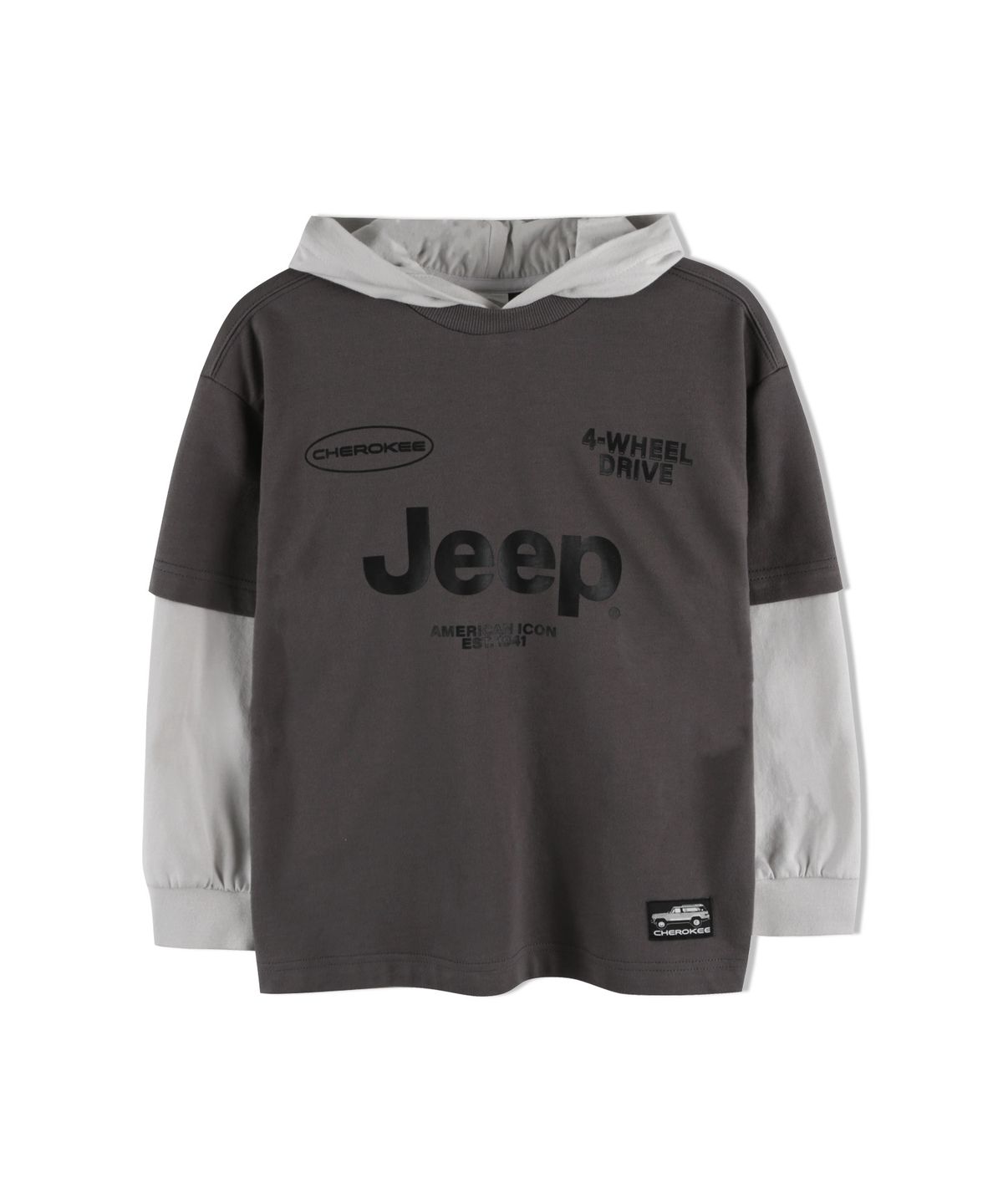 지프키즈(JEEPKIDS) 체로키  레이어드 후드티 (KP5THU192DG)